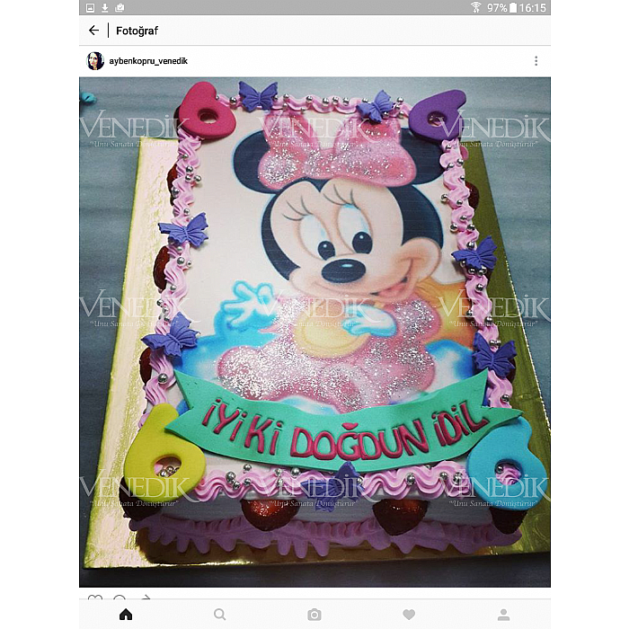 Mınnımouse resım baskısı pasta Kremalı Pastalar Venedik Pasta & Cafe