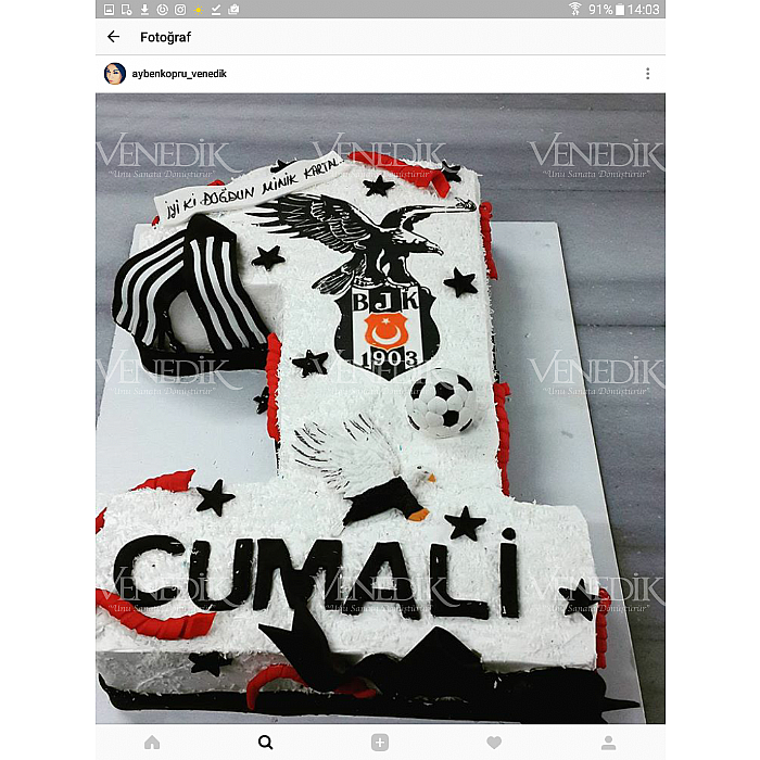 Bjk temalı pasta Kremalı Pastalar Venedik Pasta & Cafe